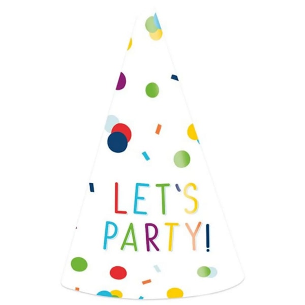 Amscan Let´s Party! Konfetti Födelsedagsfest Hattar (Förpackning om 8) White/Multicoloured One Size
