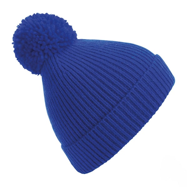 Beechfield Unisex Engineered Knit Ribbed Pom Pom Beanie One Size Bright Royal One Size
