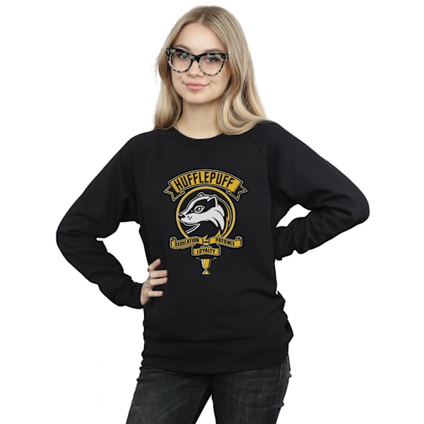 Harry Potter Dam/Kvinnor Hufflepuff Toon Crest Sweatshirt L B Black L