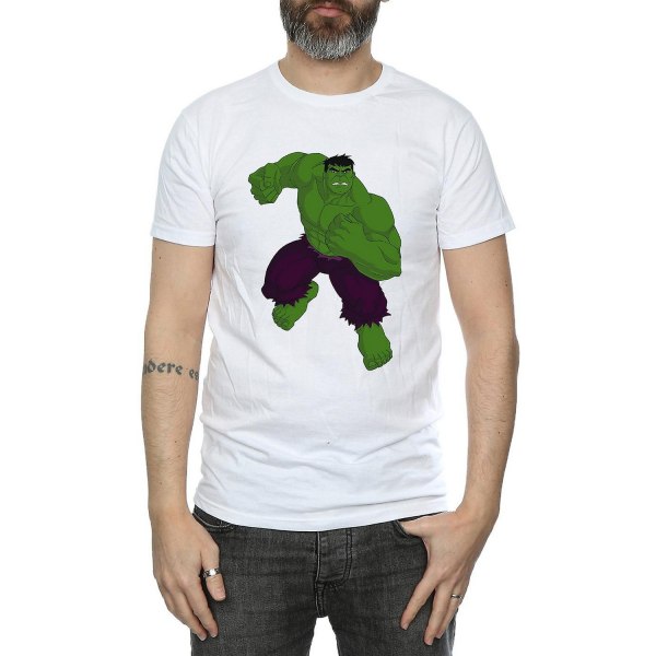Hulk herr enkel bomull T-shirt M vit White M