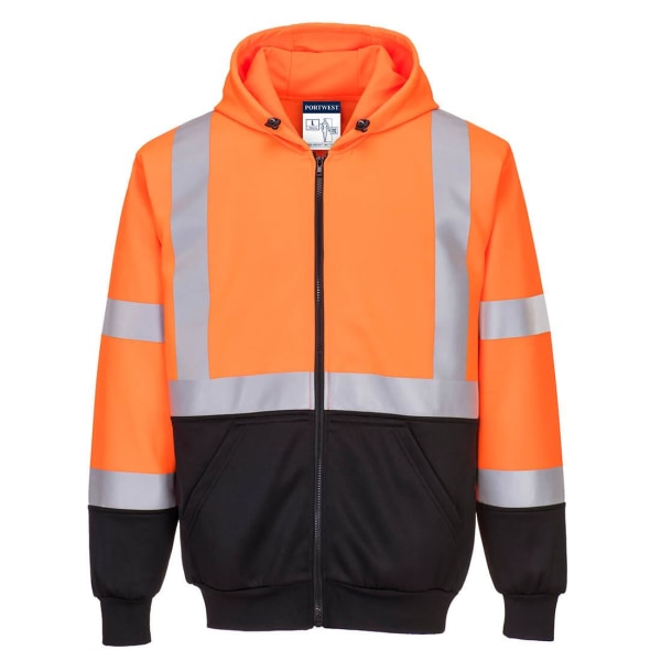 Portwest Herr Two Tone Hi-Vis Safety Full Zip Hoodie S Orange/B Orange/Black S