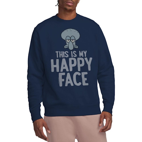 SvampBob Fyrkant Unisex Vuxen Happy Face Sweatshirt S Marinblå Navy S