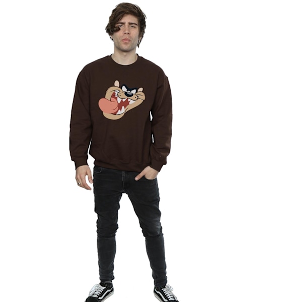 Looney Tunes Herr Tasmanian Devil Ansikte Sweatshirt M Choklad Chocolate M