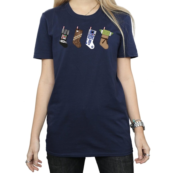 Star Wars Dam/Damer Julstrumpor Bomull Boyfriend T-shirt Navy Blue 3XL