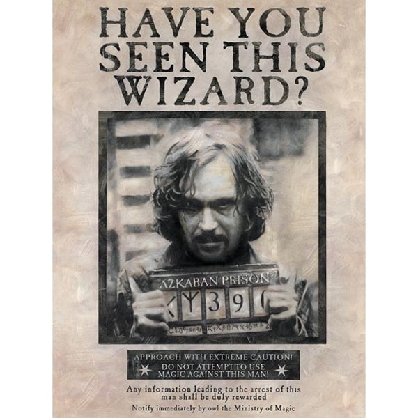 Harry Potter Wanted Poster Sirius svart print 80cm x 60c Cream/Black 80cm x 60cm
