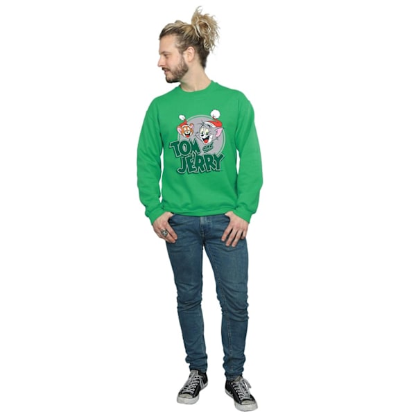 Tom And Jerry Herr Julhälsningar Sweatshirt XXL Irländsk Grön Irish Green XXL