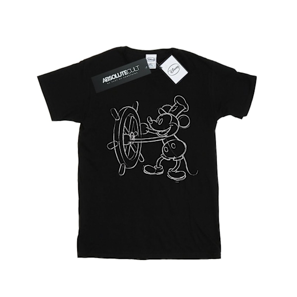 Disney Dam/Kvinnor Mickey Mouse Steamboat Sketch Bomull Pojkvän Black 3XL