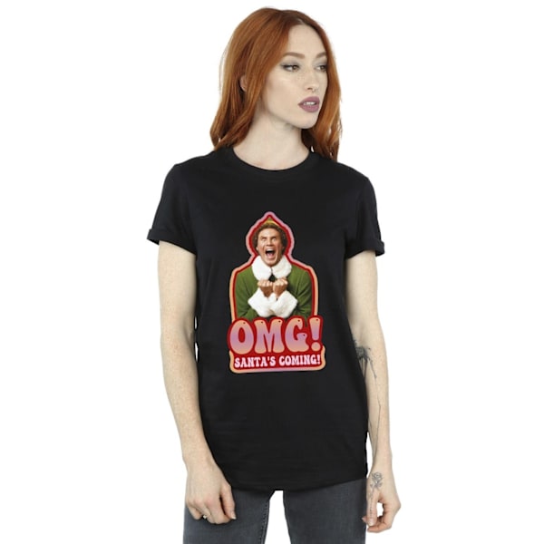 Elf Dam/Damer Santa´s Coming Bomull Boyfriend T-Shirt S Bla Black S