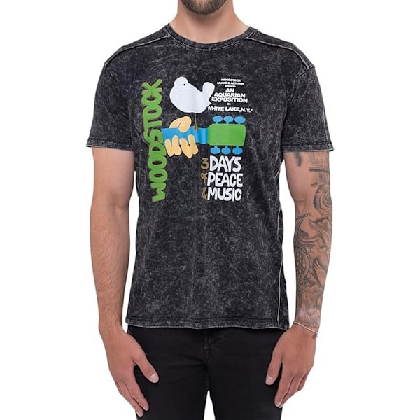Woodstock Unisex Vuxen Poster Bomull Tvättat T-shirt M Svart Black M
