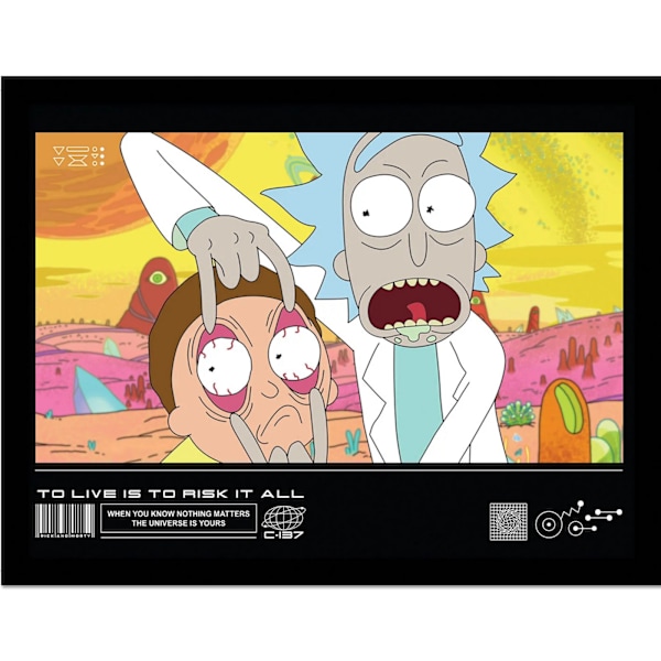 Rick And Morty Classrickal Risk It All Inramad Affisch 40cm x 30m Multicoloured 40cm x 30mm