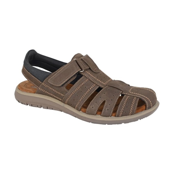 Roamers herr läder touch fäste sandaler 7 UK brun Brown 7 UK