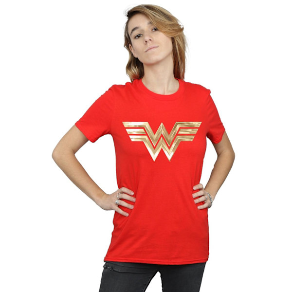 DC Comics Dam/Kvinnor Wonder Woman 84 Guld Emblem Bomull Pojkvän T-shirt Red L