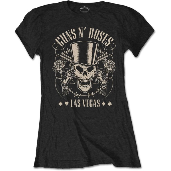 Guns N Roses Dam/Dam Top Hat, Skull & Pistols Las Vegas T Black S
