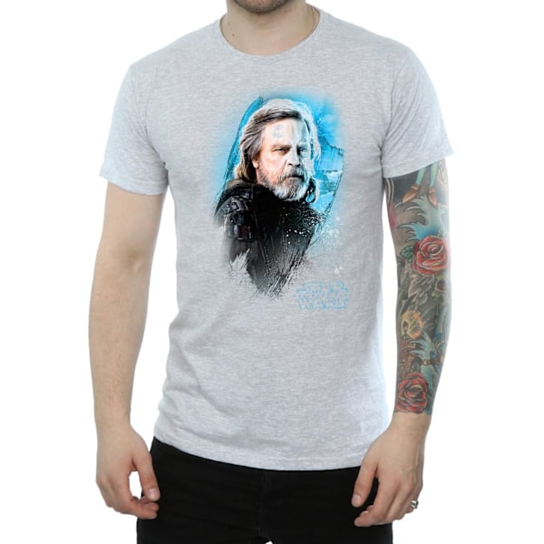 Star Wars: The Last Jedi Herr Luke Skywalker Borstad Bomull T-shirt S Sports Grey L