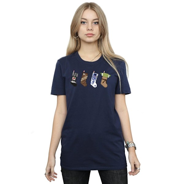 Star Wars Dam/Damer Julstrumpor Bomull Boyfriend T-shirt Navy Blue 3XL