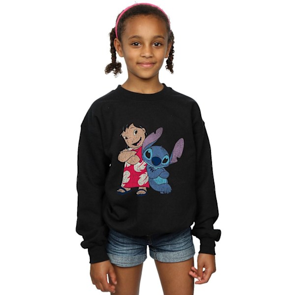 Lilo & Stitch Klassisk Sweatshirt för flickor 7-8 år Svart Black 7-8 Years