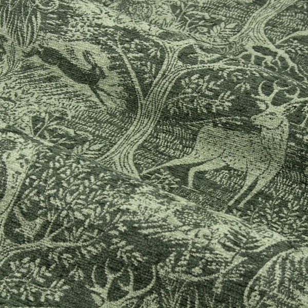 Furn Winter Woods Chenille Djur Öglett Gardiner 168cm x 183cm Emerald 168cm x 183cm