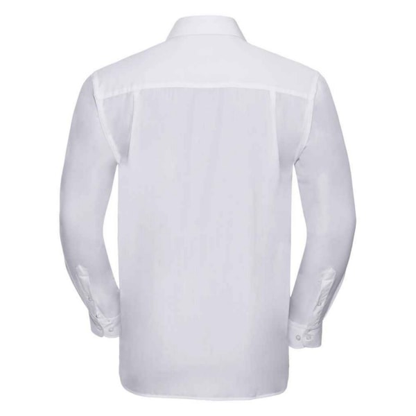 Russell Collection Mens Poplin Lättskött Långärmad Formell Sh White 15in