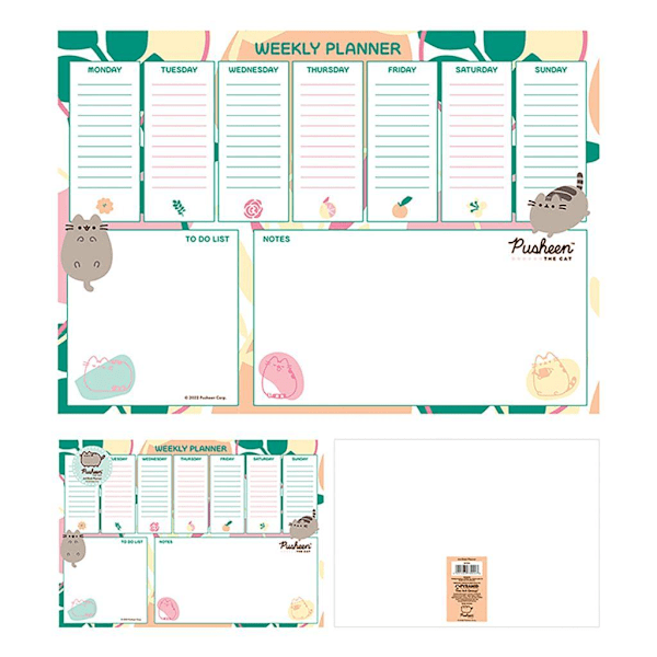 Pusheen Botanical A4 Skrivbordsunderlägg En Storlek Vit/Grön/Rosa White/Green/Pink One Size