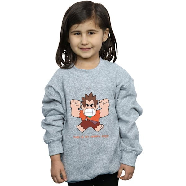 Disney Girls Wreck It Ralph Happy Face Sweatshirt 7-8 år Spo Sports Grey 7-8 Years