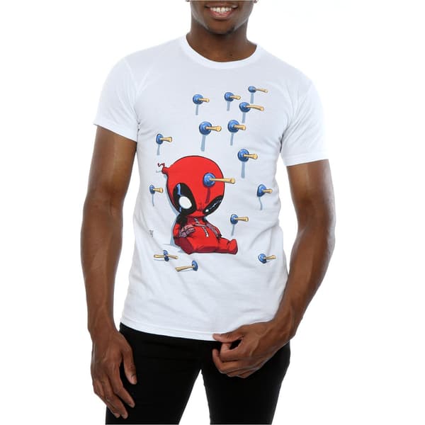 Marvel Herr Deadpool Cartoon Knockout T-Shirt XL Vit White XL