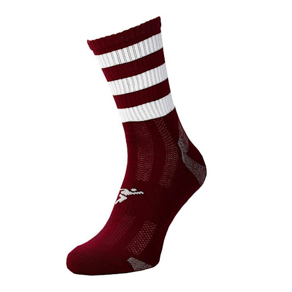 Precision Barn/Barn Pro Randiga Gaeliska Mellanhöga Strumpor 12 UK Barn Maroon/White 12 UK Child-2 UK
