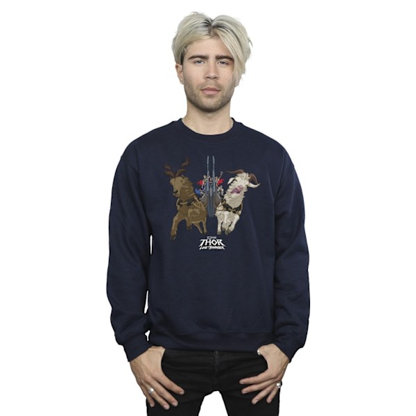 Marvel Herr Thor Love And Thunder Viking Ship Sweatshirt XL Marinblå Navy Blue XL