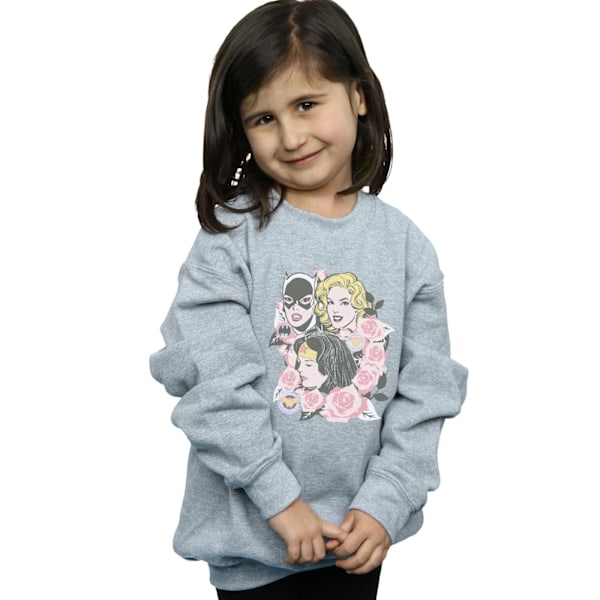 DC Comics Girls Super Powers Blommig Ram Sweatshirt 7-8 År Sports Grey 7-8 Years