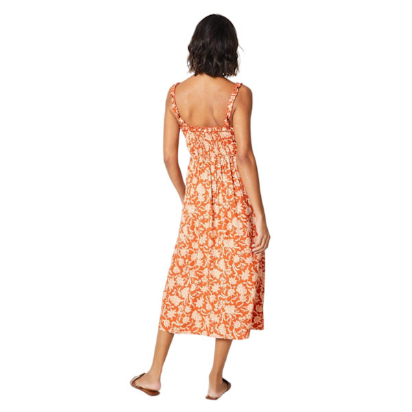 Dorothy Perkins Dam/Dam Floral Button Through Midi Klänning Rust 14 UK