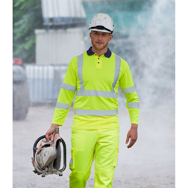 PRO RTX Hög synlighet herr långärmad poloskjorta XXL Gul/ Yellow/Navy XXL
