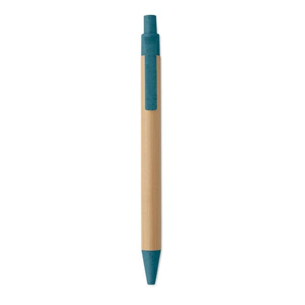 MidOcean Itea Färgad Tryckknapp Bambu & Vetehalm Kulspetspenna Blue One Size