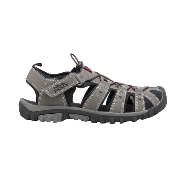 PDQ Ungdom Pojkar Spänne & Kardborre Syntetisk Nubuck Trail Grey/Red 4 UK