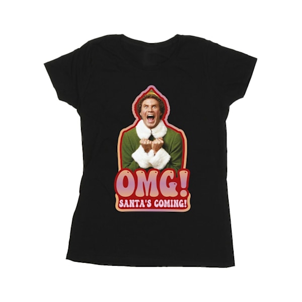 Elf Dam/Damer Jultomten Kommer Bomull T-shirt XXL Svart Black XXL
