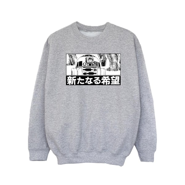 Star Wars Girls R2D2 Japansk Sweatshirt 7-8 År Sports Grey Sports Grey 7-8 Years