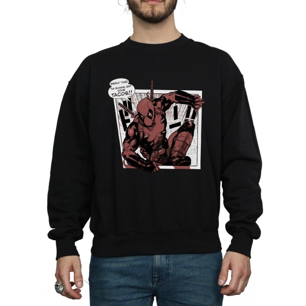 Marvel Mens Deadpool Breaktime Tacos Sweatshirt XL Svart Black XL
