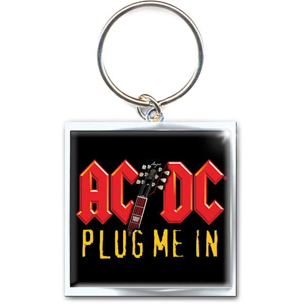 AC/DC Plug Me In Fototryck Nyckelring One Size Svart/Röd/Gul Black/Red/Yellow One Size