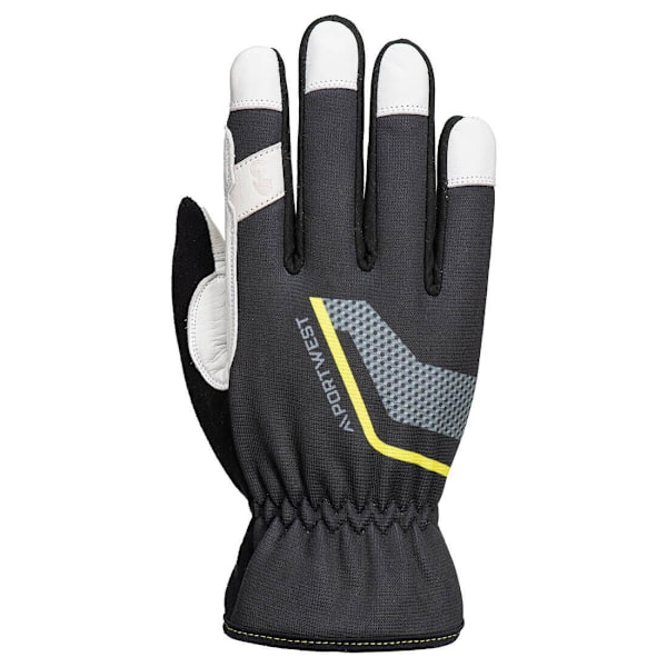 Portwest Stretch Läder Arbets-handskar 8 Svart Black 8