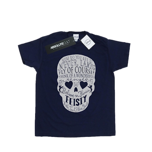 Disney Dam/Damer Tinker Bell Skull Bomull Boyfriend T-Shirt Navy Blue M