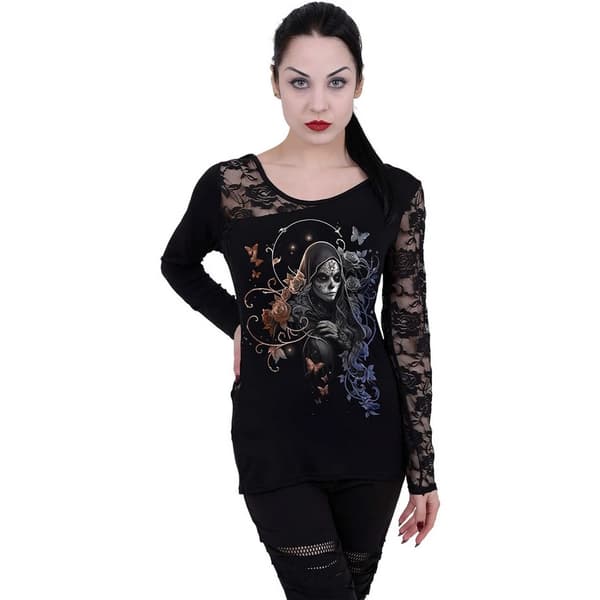 Spiral Direct Dam Gotisk Grace Spets One Shoulder Topp Black M