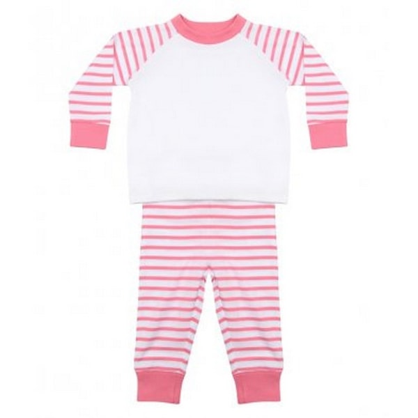 Larkwood Baby Pojkar/Flickor Randiga Pyjamas 18-24 Månader Ljusrosa Pale Pink/White 18-24 Months