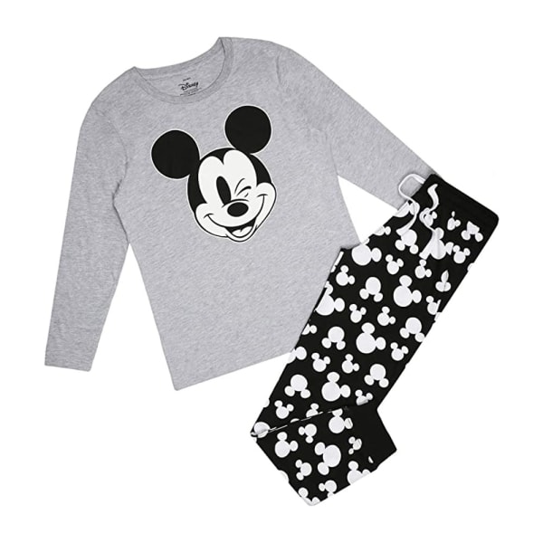Disney Dam/Dam Musse Pigg Blink Lång Pyjamas Set S Grå/B Grey/Black/White S