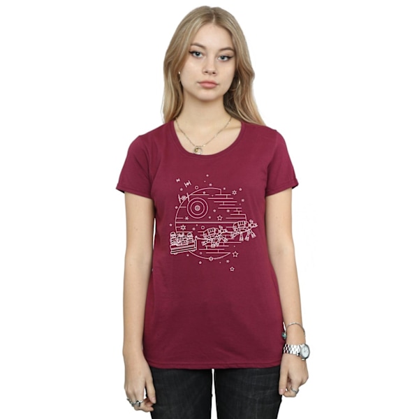 Star Wars Dam/Kvinnor Dödsstjärnan Sleigh Bomull T-shirt XL Bur Burgundy XL