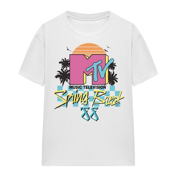 MTV Unisex Vuxen Spring Break Schackrutig T-shirt M Vit White M