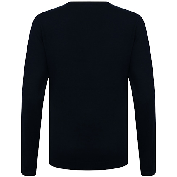 Henbury Dam/Damer 12 Gauge Fint Stickat V-Ringad Tröja / Sweatshirt Navy 4XL