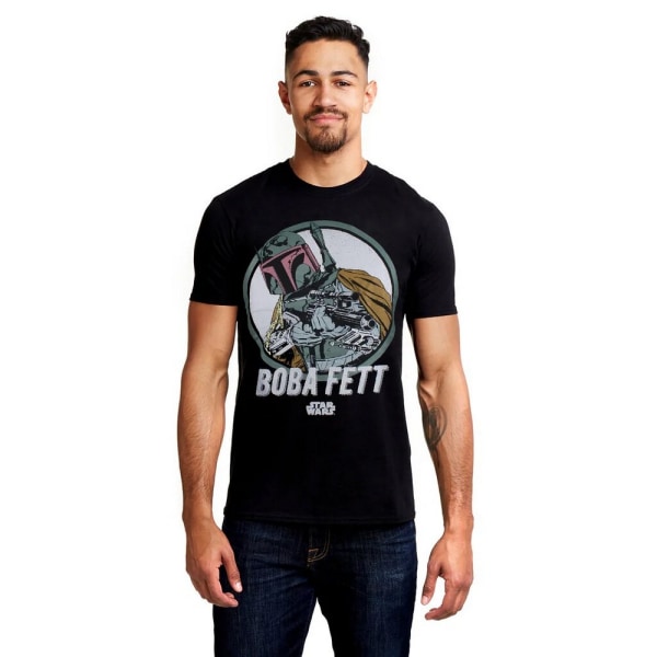 Star Wars Mens Boba Fett Retro T-shirt M Svart Black M