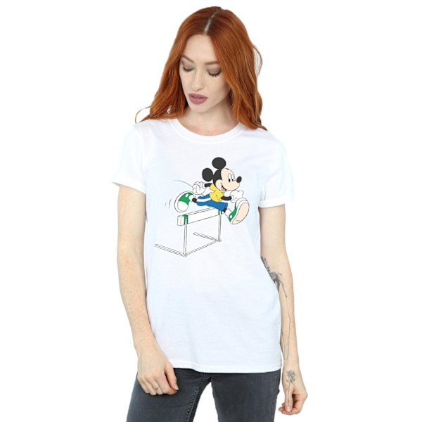Disney Dam/Damer Mickey Mouse Häckar Bomull Pojkvän T-shirt White XXL