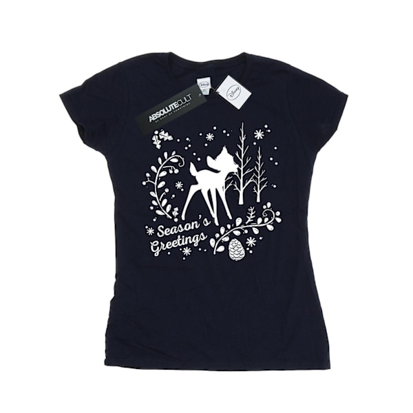 Disney Dam/Dam Bambi Julhälsningar Bomull T-shirt L Navy Blue L