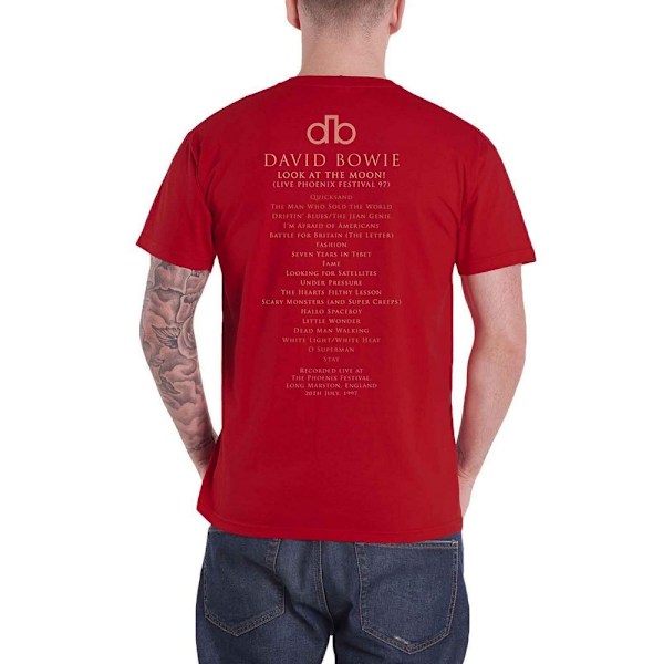 David Bowie Unisex Vuxen Pheonix Festival Baktryck Bomull T-shirt M Kardinalröd Cardinal Red M