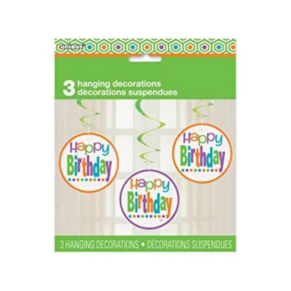Unik fest Polka Dot födelsedag hängande dekoration (3-pack) Multicoloured One Size