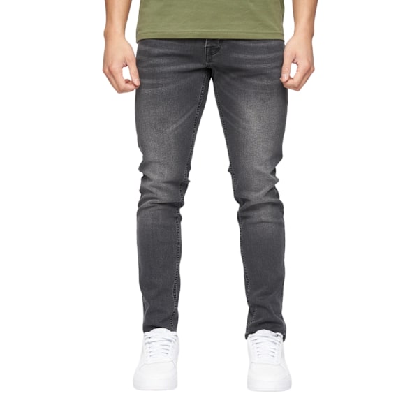 Crosshatch Buraca Slim Jeans 40R Charcoal Wash för män Charcoal Wash 40R